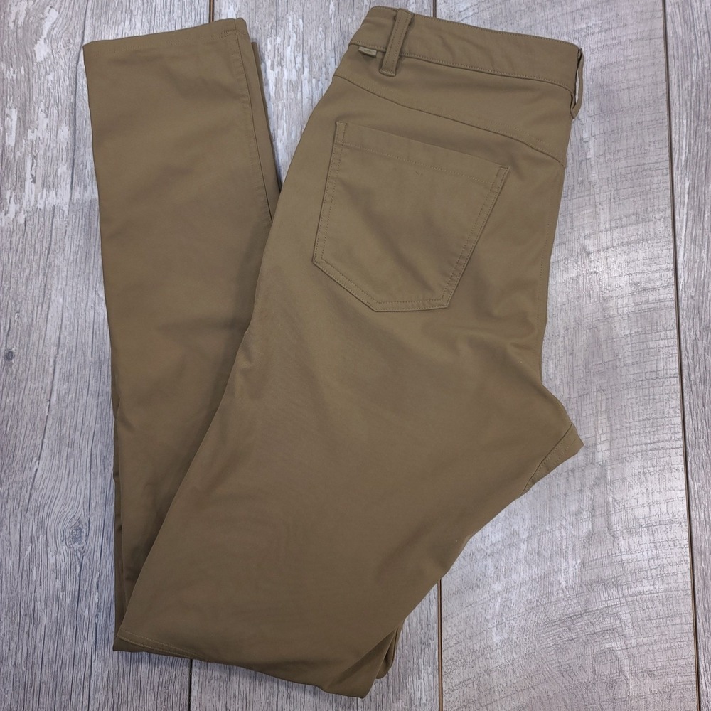 Lululemon ABC Slim Fit Pants Mens Size 30x35 Tan Brown Warpstreme 5 Pocket